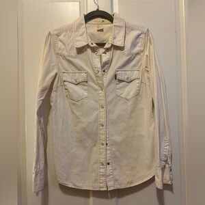Levi’s Western Style Button Down (Snaps) Shirt. Cream.